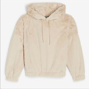 New Express Cozy Faux Fur Hoodie Size XS